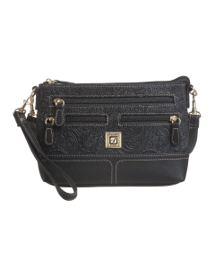 Embossed Paisley Bonded Leather E/W 4-Bagger-Black