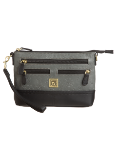 Nubuck Embossed Bonded Leather Spring Bloom E/W 4-Bagger-Grey/Black