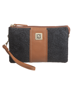 Embossed Paisley Bonded Leather Trifecta